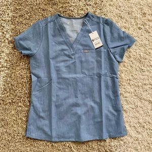 NWT FIGS Catarina Heather Indigo Scrub Top Small S